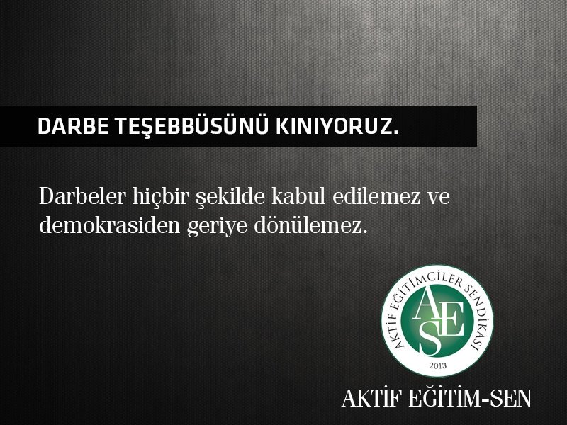 aktifegitimsen's tweet photo. Darbe Teşebbüsünü Kınıyoruz
 #DarbeyeHayır https://t.co/cf8f4l7GDc