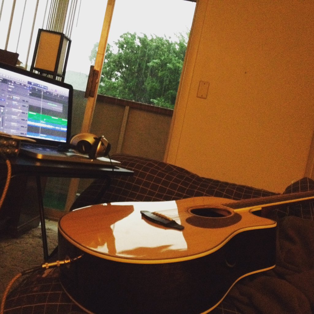 Doing what I love, and keeping one eye on the storm. #Rain #Thunderstorm #Recording #AcousticGuitar