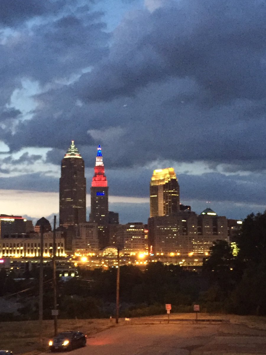 abal1008's tweet photo. The calm before the storm #RNC #Cleveland #lorainbridgeclosed #vote #redwhiteblue #usa @TowerLightsCLE https://t.co/U0JUcDnyNf