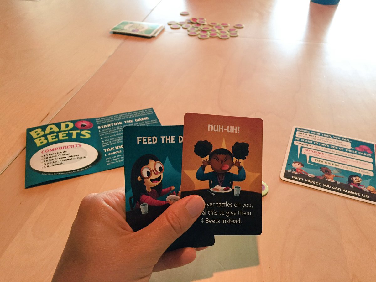GalvanizedGames's tweet photo. Eating our veggies tonight with our almost 5-year-old. It's an amusing game with kids! #BadBeets @StoneBladeEnt https://t.co/EIb2Xwmu9s
