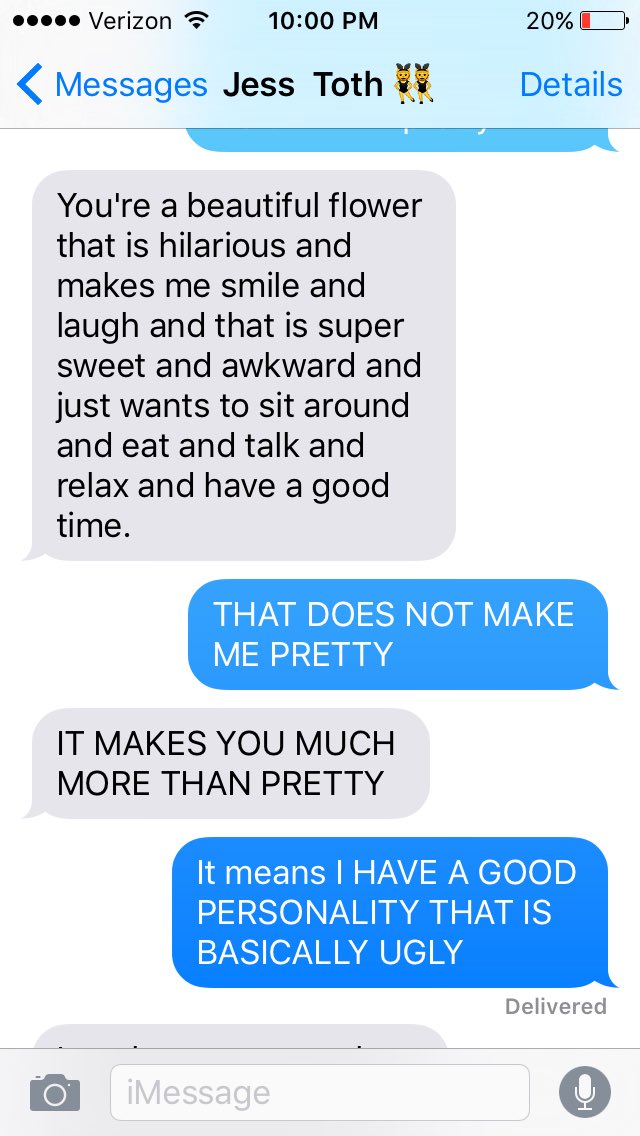 _K8tLee's tweet photo. Can we just take a second to appreciate when best friends will say anything to make you feel better? 😂😭 #SitAndEat https://t.co/zHipGcmXLk