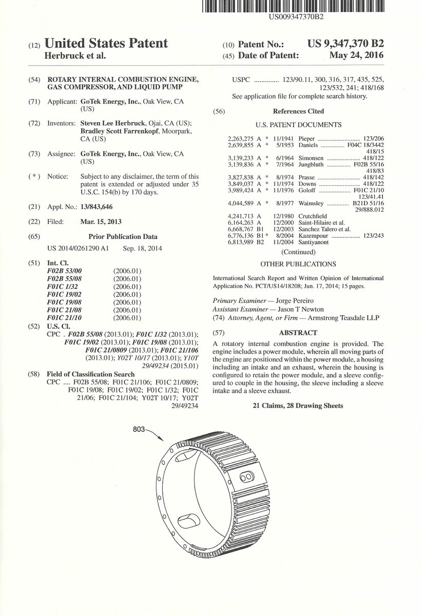 GoTekEnergy's tweet photo. USPTO grants GoTek Energy® a patent for a removable sleeve in an engine/compressor/pump. https://t.co/Ax40OGDhkF