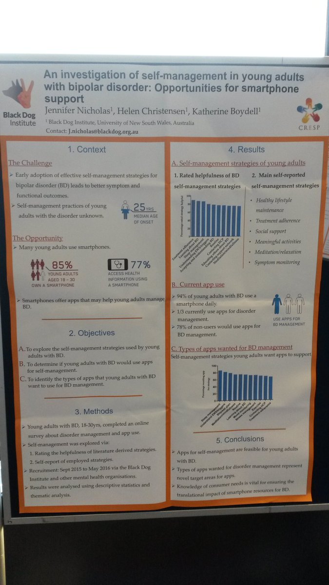 jenmnicholas1's tweet photo. I'm ready for the #ISBD2016 poster session. Come by and talk self management and tech use in #bipolar with me! https://t.co/4jYeOkqNlg