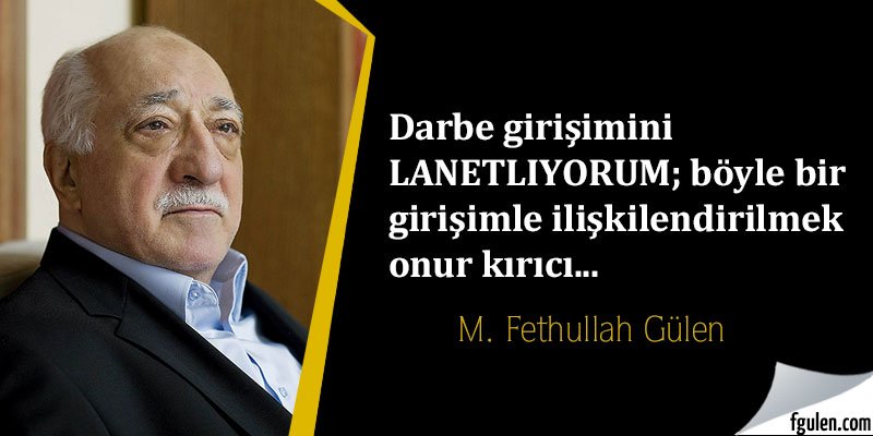 FGulencomTR's tweet photo. Fethullah Gülen Hocaefendi: Darbe girişimini şiddetle lanetliyorum https://t.co/jUTBQEl9JZ https://t.co/JR6dNJgGMw