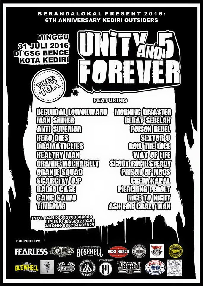 Unity And Forever #5, 31 Juli 2016 At GSG Bence Kediri ft <a href="/BL_rock/">begundal lowokwaru</a> @Man_Sinner30 <a href="/AntiSuperiormlg/">🖖FrozGirl</a> @RDCS_PUNKRAWK