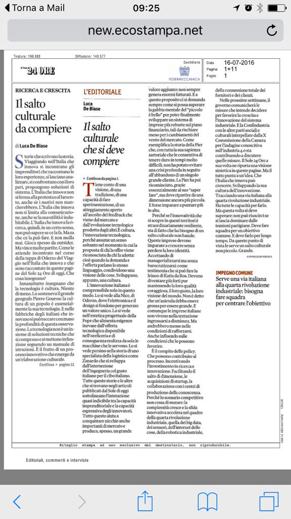 La tecnologia è cultura. L'innovazione è cambiamento culturale. Storie di imprese che scrivono la storia.