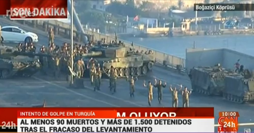 #TurquiaGolpe deja casi 200 muertos, 104 de ellos golpistas, y en torno a mil heridos. Hay 1.536 detenidos (foto)