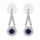 18 Karat White #Gold Round #Sapphire &amp; Diamond #Earrings (1/2 CTW)  - #Fashion #Diamond #Earrings Wholesale -