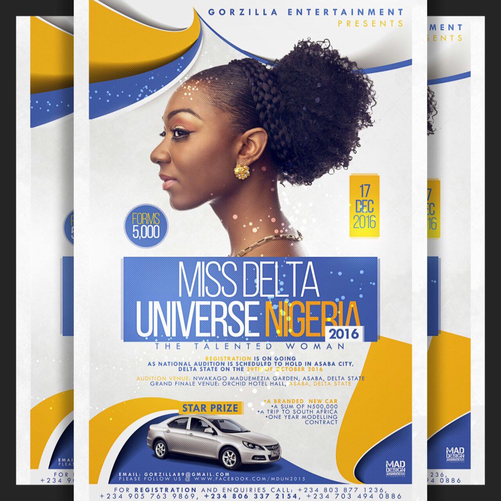 ___Tar0's tweet photo. MISS DELTA UNIVERSE NIGERIA 2016¤#AuditionDate#29thOctober2016#T M E MEDIA!! for more info: 08063372154 https://t.co/ldphwisU3J