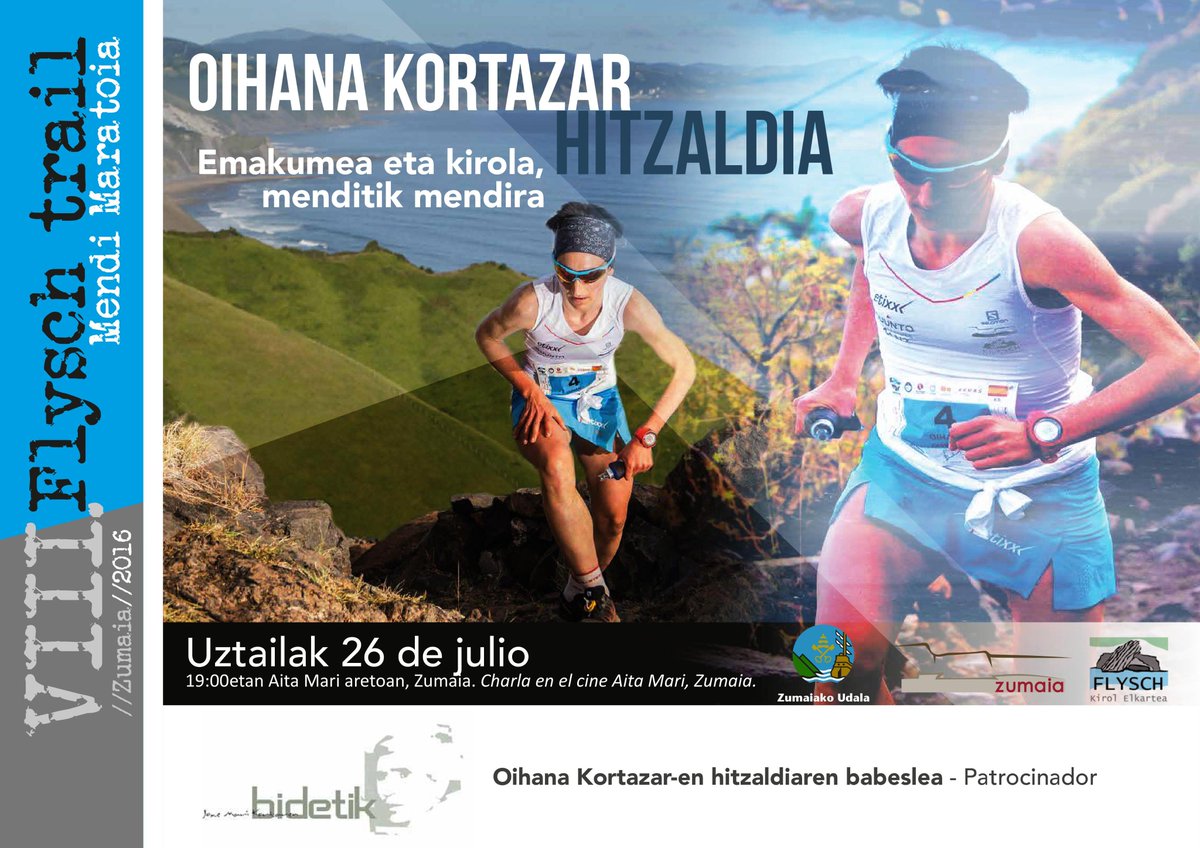 Oihana Kortazar dará una charla titulada "Emakumea eta kirola, menditik mendira" el 26 de julio en el cine Aita Mari