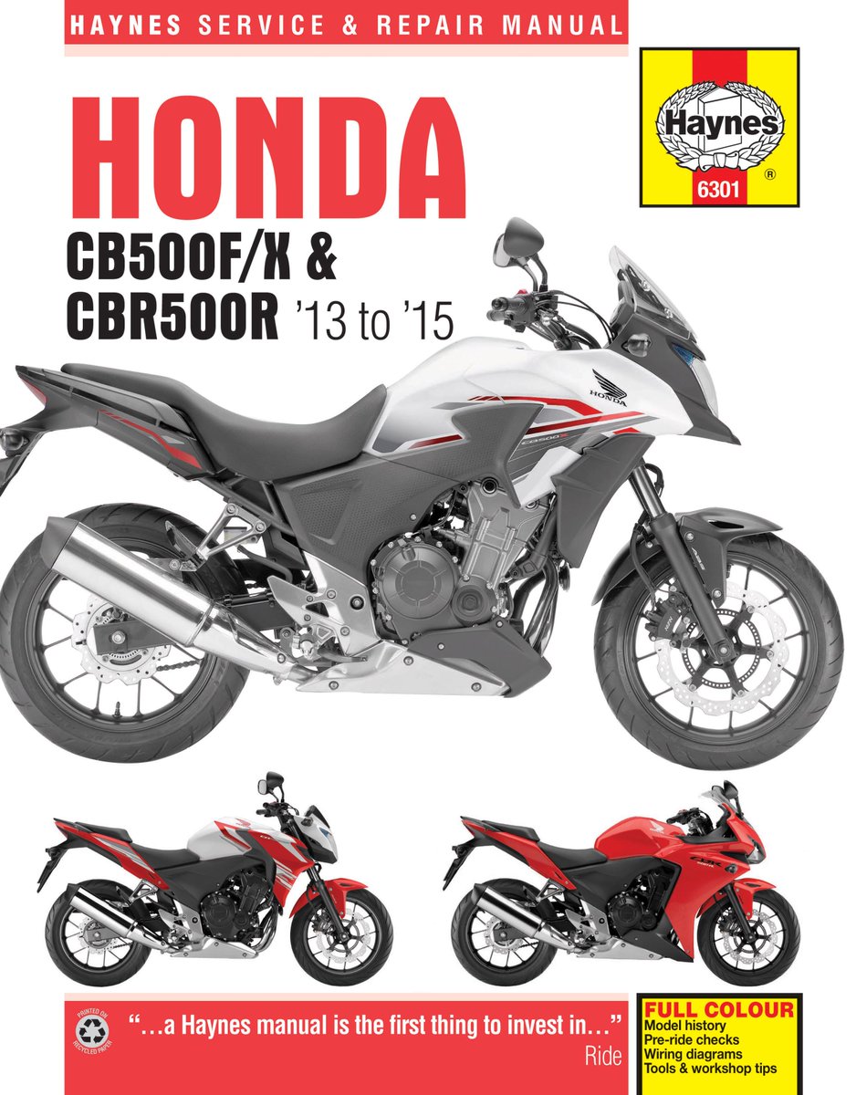 Motoraceworld.com on Twitter: "#Honda #CB500 #CB500F #CB500X #CBR500R 2013- 2015 NEW #Haynes Manual 6301 https://t.co/tgTq8txabN… "