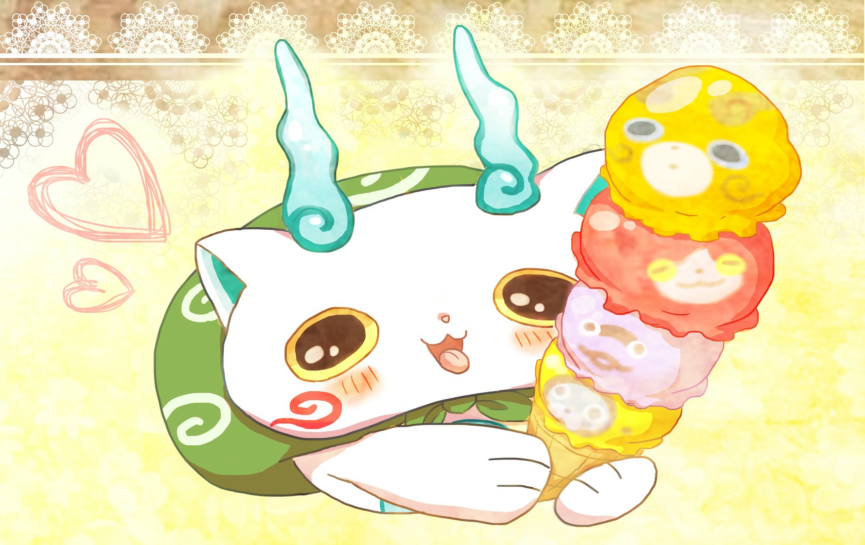 つっちぃ 妖怪ウォッチらくがき アイスとコマさん 最近コマさん描くのたのしい コマさんかわいいなぁ かわいいよぉ T Co 2kzfp97qmf Twitter