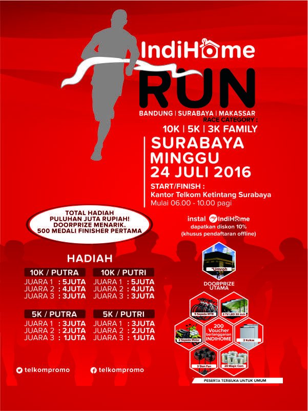 yulman64's tweet photo. Yuk ramaikan Indihome Run Surabaya
@parwi66 @_funtastic5_ #TelkomFuntastic5 #RWSTREG5 #solution https://t.co/C6r2ZrC7iH
