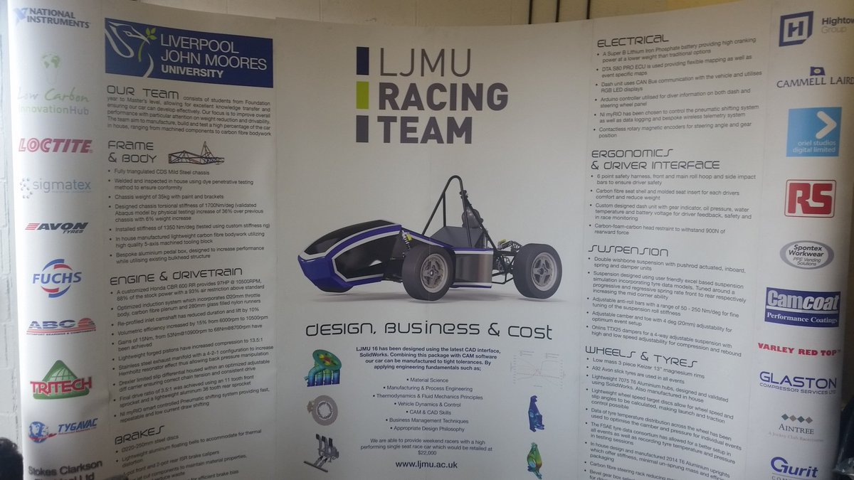 LJMUeRacingTeam's tweet image. Immense thanks to @OrielStudios for our amazing presentation materials for #FS2016 #LJMU16