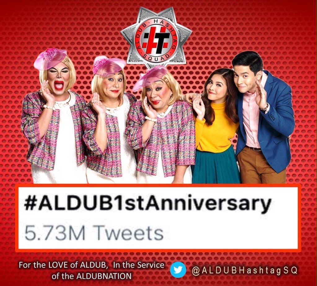 ALDUBHashtagSQ's tweet photo. UPDATE 8PM PH TIME
#ALDUB1stAnniversary   
5.73M Tweets
@jaysondmx @NicoZey @mungkawkaw @zeneeburton @jophie30 https://t.co/2s42kzNu3W
