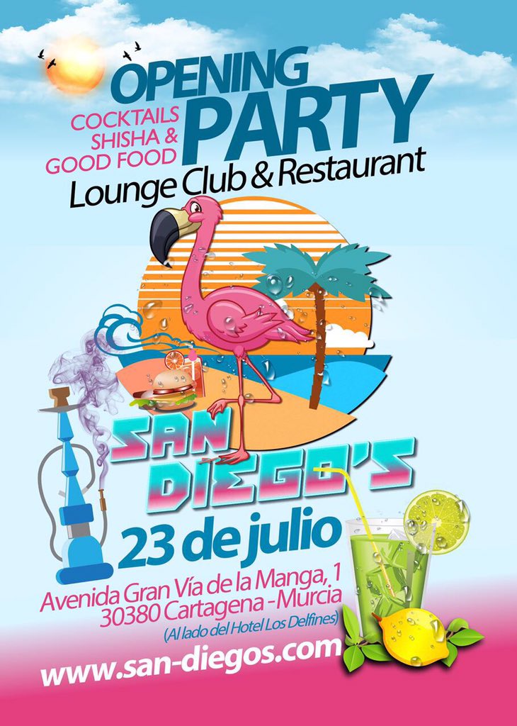 SanDiegosBeach's tweet photo. Comienza la cuenta atras.. // OPENING PARTY // SABADO 23 // JULIO 2016 // LA MANGA CARTAGENA ( MURCIA ) https://t.co/EUjJM5ICke
