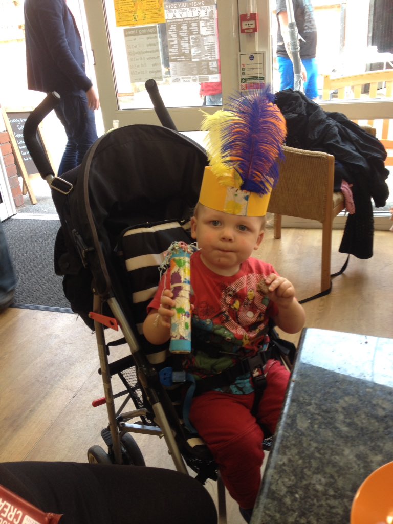 Charlie has made a Samba headdress and shaker. Come and make yours today at Urban Arts St Annes. It's Free!