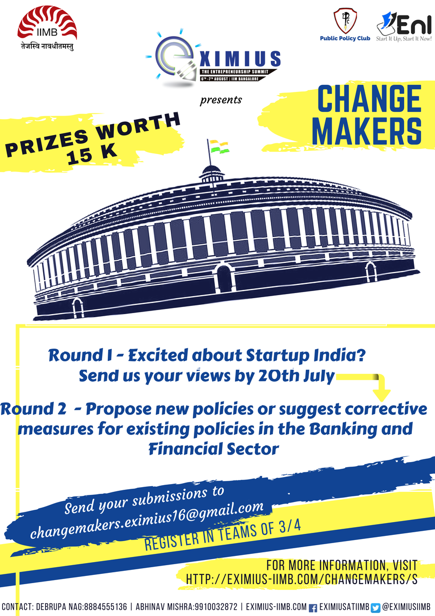 iimbEximius's tweet photo. Be a part of #ChangeMakers ! Experience what it takes to design a public policy! #PPC #Eximius2016 #IIMB https://t.co/oK3Ch92nbw
