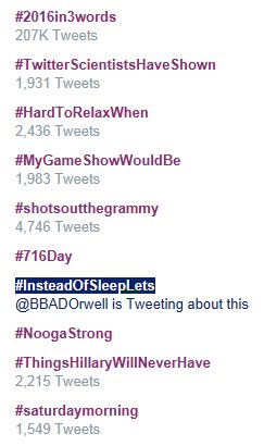 JokersBBUpdates's tweet photo. @BBADOrwell never sleeps #InsteadOfSleepLets is trending! #BB18 https://t.co/x0XdO5xdLw