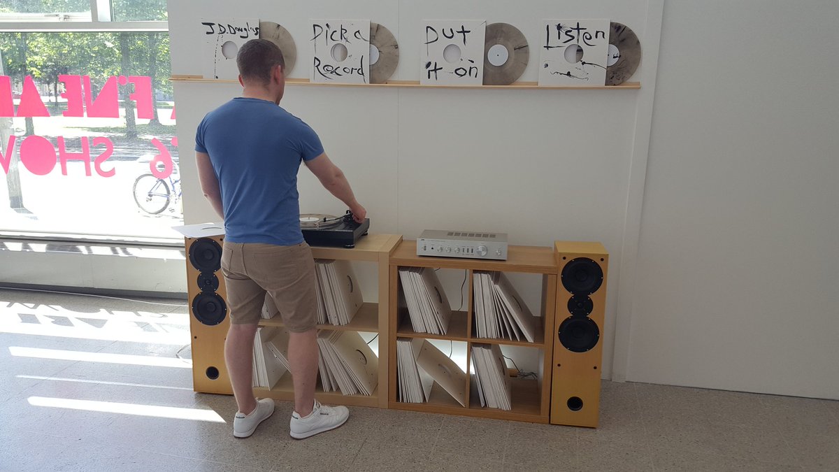 DJ Feather mixing things up at Brighton MA Fine Art 2016 Show