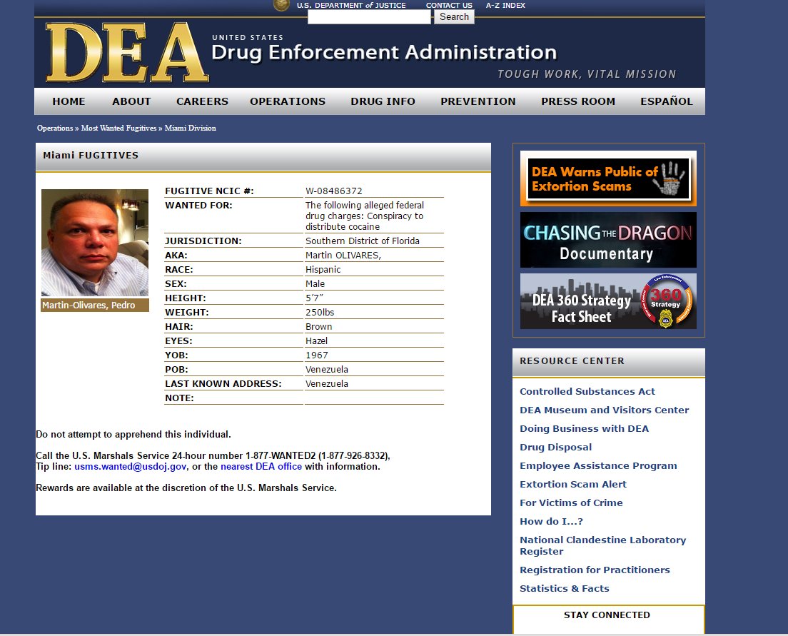 NowVisionNews's tweet photo. #DEA y #FBI  busca a Com Sebin  Pedro Luis Martin O, por lavado y trafico de narcoticos https://t.co/3ovB1IPkqq