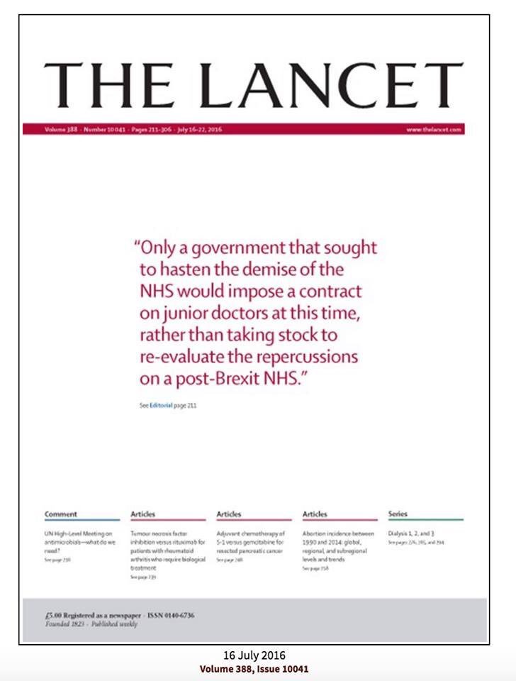 This is the current front page of the worlds top medical journal. It cannot be dismissed as party political rhetoric