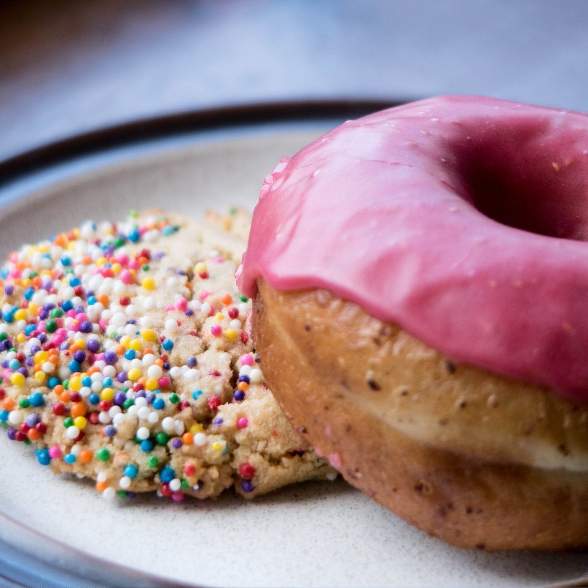 sunny, sunny days. sprinkle cookies + raspberry donuts to match. #whatveganseat #toronto #vegan