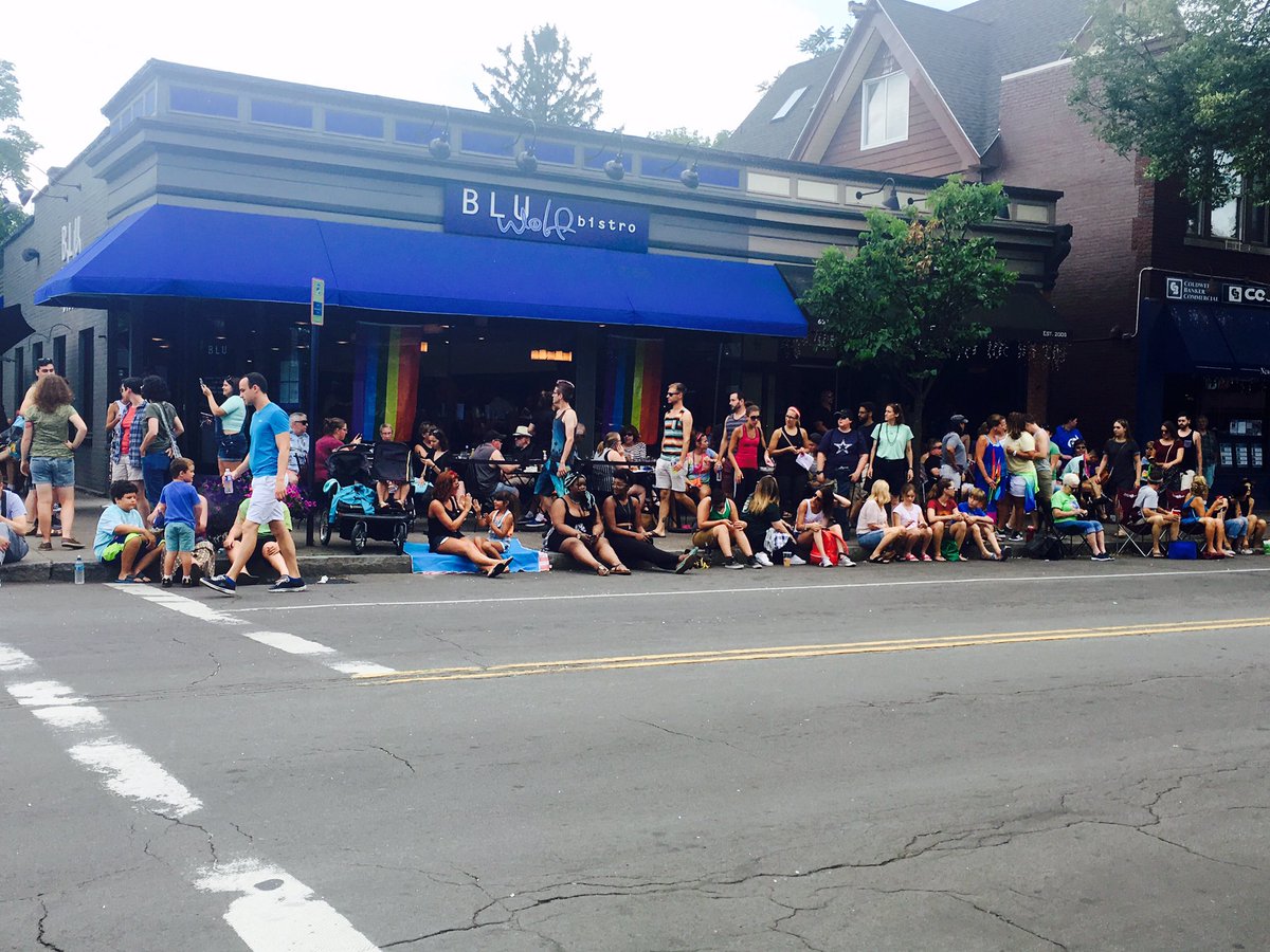 .<a href="/RocPrideFest/">RocPrideFest</a> Parade about to get underway - marching down Park Ave!