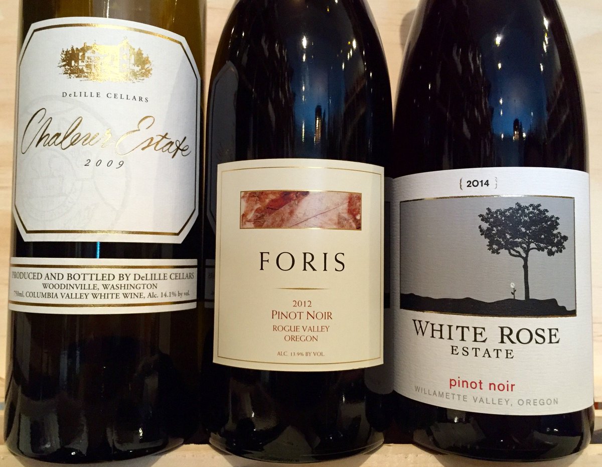 FREE #wine tasting 4-7pm:
<a href="/DeLILLECELLARS/">DeLille Cellars</a> Chaleur Est Blanc '09
<a href="/ForisWine/">Foris Vineyards</a> Pinot Noir '12
White Rose Pinot Noir '14