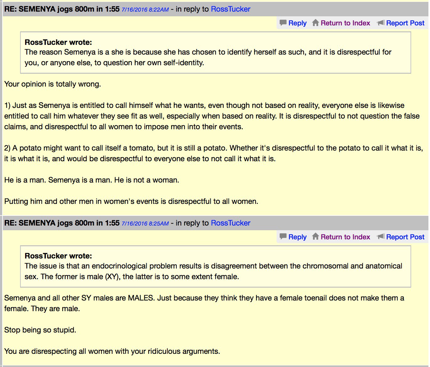 Ross Tucker Some Examples Of The Kind Of Reaction We Can Expect In Rio A Discussion Forum On Semenya T Co Oj5gkgic9i T Co Y7wvafh69d Twitter
