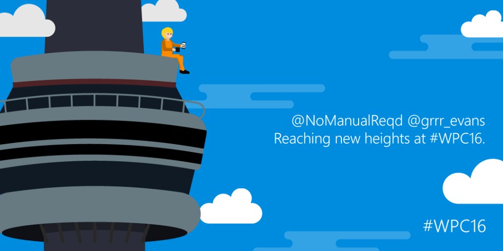 msPartner's tweet photo. .@NoManualReqd @grrr_evans That's what WPC is all about. #new2wpc #WPC16 https://t.co/g9GDNvOOR8