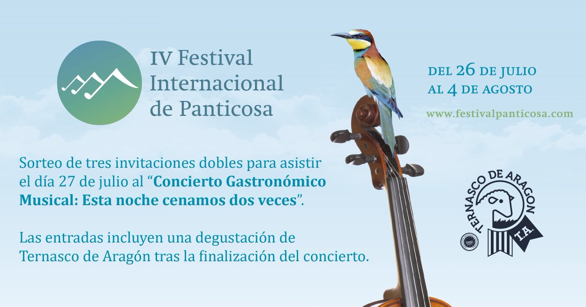 TernascoAragon's tweet photo. ¿Quieres asistir gratis a @FIPTocandoCielo? Sorteamos 3 pases dobles con RT+FOLLOW. ¡Participa! https://t.co/u2Pvfzvnsc