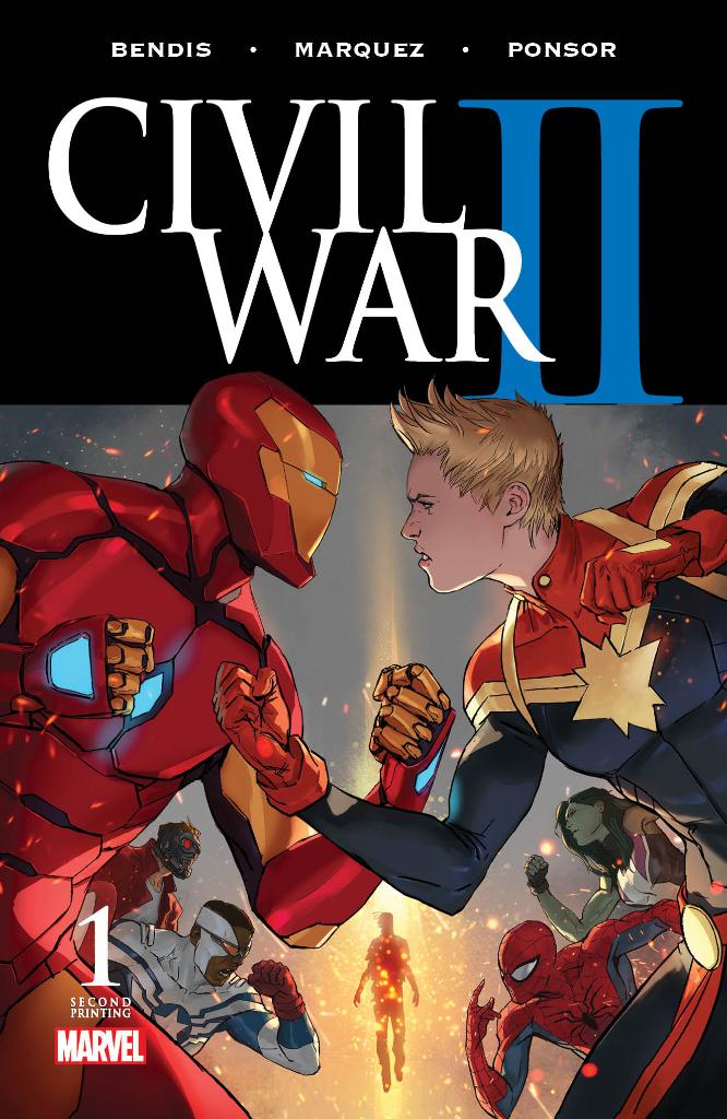 Marvel's tweet image. ICYMI: #CivilWarII #1, is getting a second printing! Pick it up on August 17.