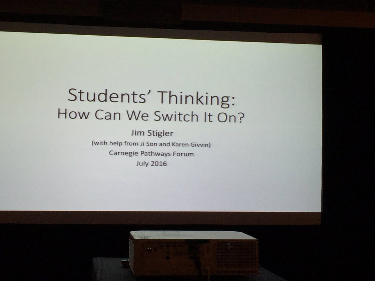 Great talk <a href="/jimstigler/">Jim Stigler</a> Carnegie #pathwaysforum about #deeperlearning wrt math &amp; thinking/productive reflection.