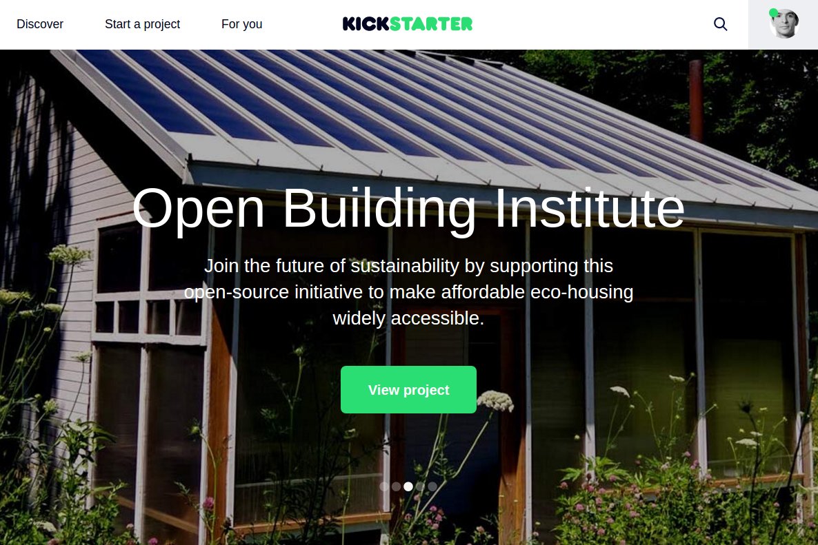 We're featured on the front page of <a href="/kickstarter/">Kickstarter</a>. kickstarter.com <a href="/OSEcology/">Open Source Ecology</a> <a href="/openworld/">Mark Frazier</a> <a href="/envienta/">ENVIENTA</a> <a href="/WikiHouse/">WikiHouse</a>