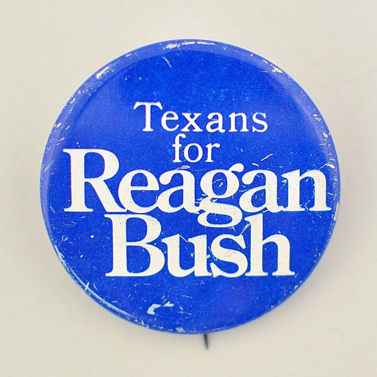 amhistorymuseum's tweet photo. Today in 1980: Ronald Reagan wins Republican presidential nomination. Texans for Reagan/Bush pin: https://t.co/B7F6RZ9wyo