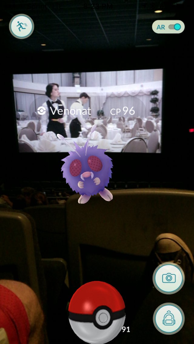 marys_galaxy's tweet photo. Caught a #Venonat at the #movies! #AMCTheater #PokemonGo #DateNight #OutWithBoo @PokemonGoApp πππ©ββ€οΈβπβπ©ππ₯π½π https://t.co/v4pYMVIyqm