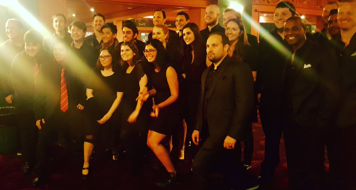 Post show glow! <a href="/SNCmusic/">Straight No Chaser</a> with #AUSACA finalists <a href="/serotoninsings/">Serotonin A Cappella</a>! #acappella #snc #straightnochaser