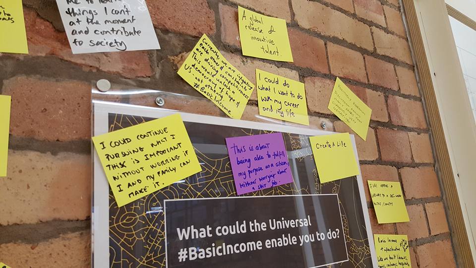 BIUKWestMids's tweet photo. A's to the Q: what could Universal #BasicIncome enable you to do?
At @ImpactHubBrum as part of @CityCampBrum in June https://t.co/0RDRI3LIcP