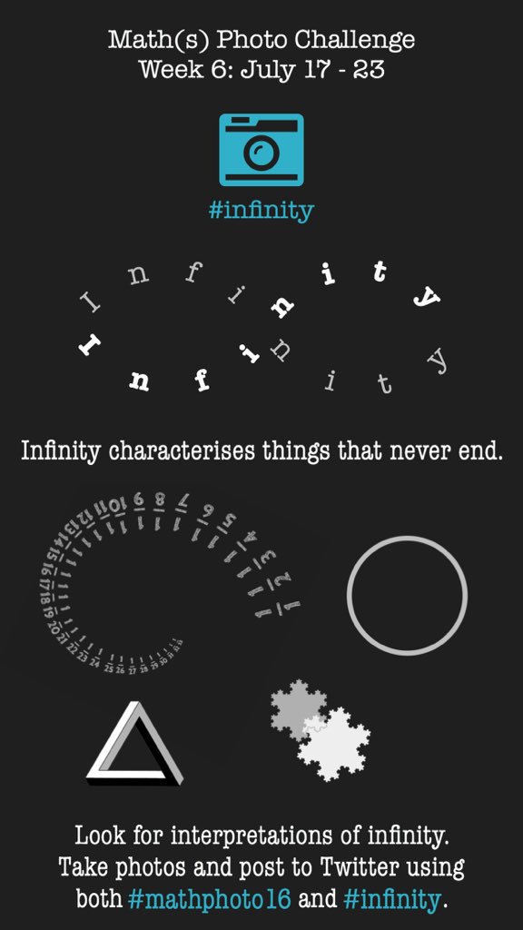 mathphoto16's tweet image. ‘Everything is nothing, with a twist.’ -Vonnegut

∞ ∞ ∞

Introducing the Week 6 challenge! #infinity #mathphoto16