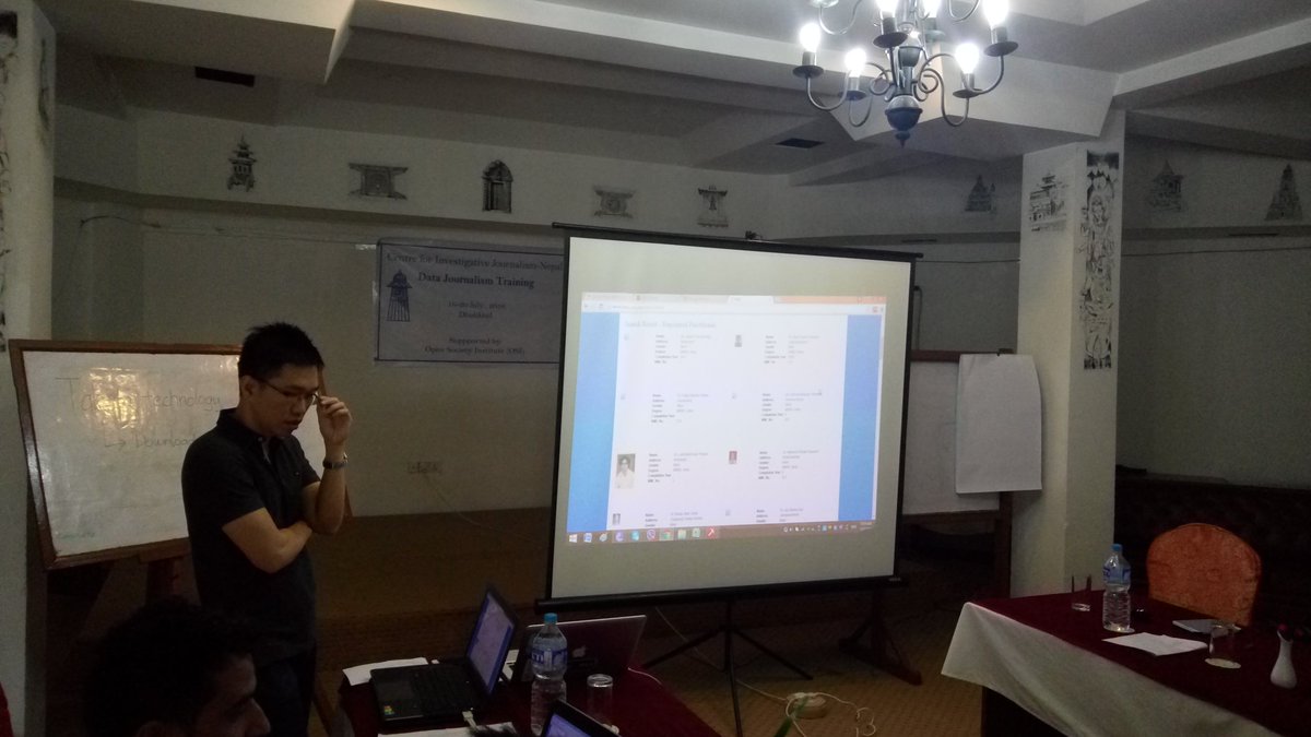 Anurag_Acharya's tweet photo. Scraping the data from various formats @kuangkeng explains #DDJtraining @cijnepal https://t.co/gxVI2QEHET