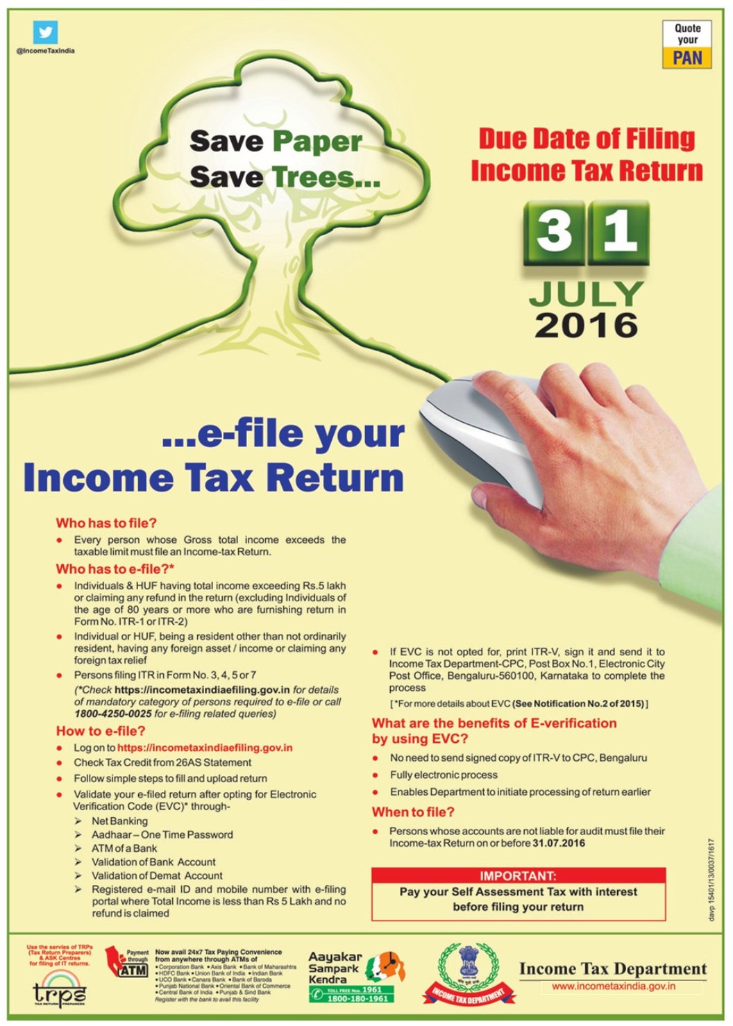 Tax India on Twitter "Save paper, Save trees. Efile your