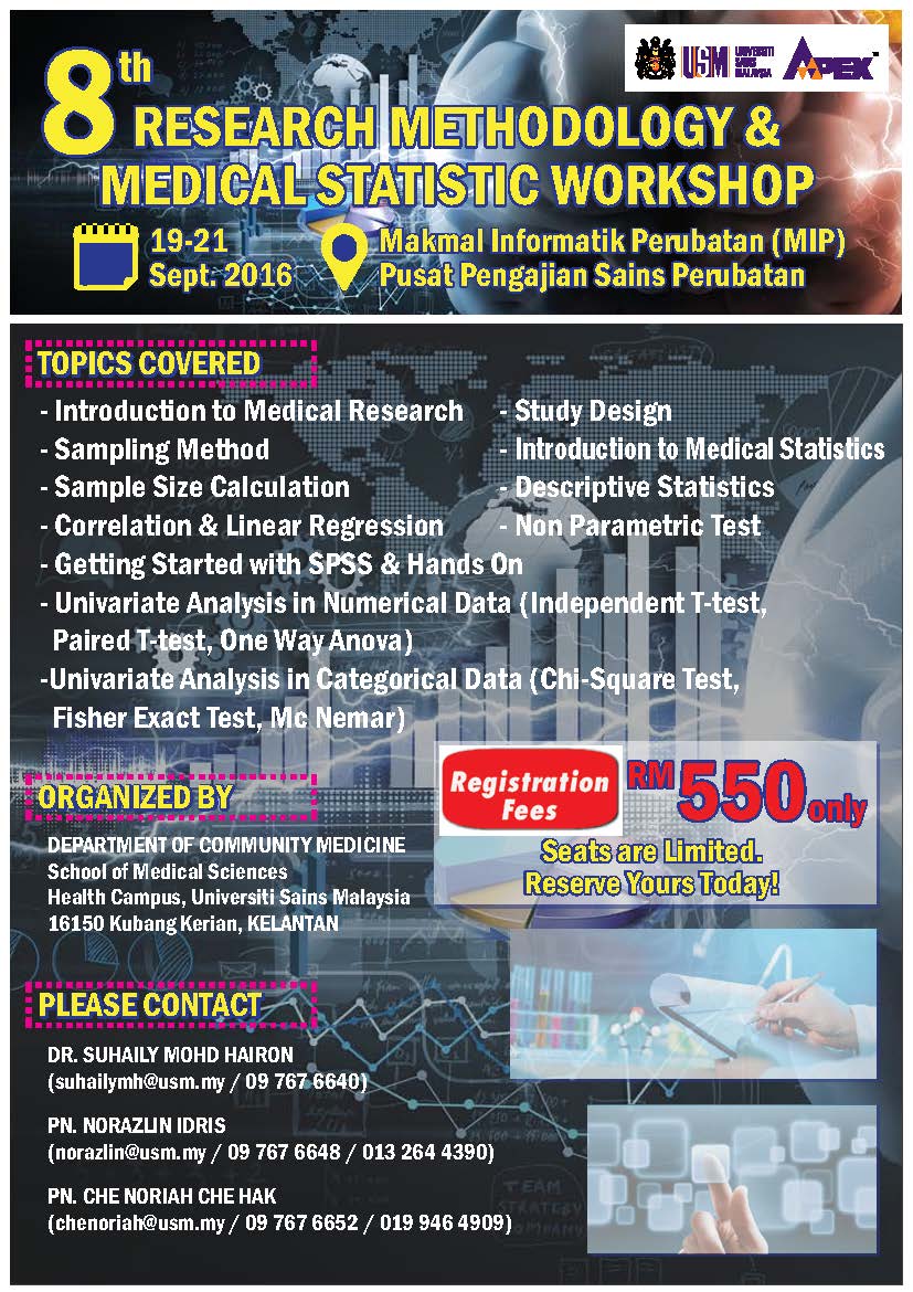 medicalusm's tweet photo. 8th Research Methodology &amp; Medical Statistic Workshop https://t.co/kcjCwYLmtQ https://t.co/x8OVbOUmZ2