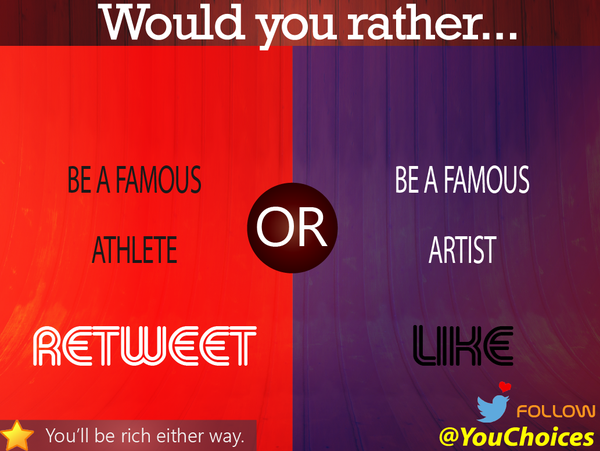 YouChoices's tweet photo. Athlete or artist? https://t.co/wf0l48fsYs