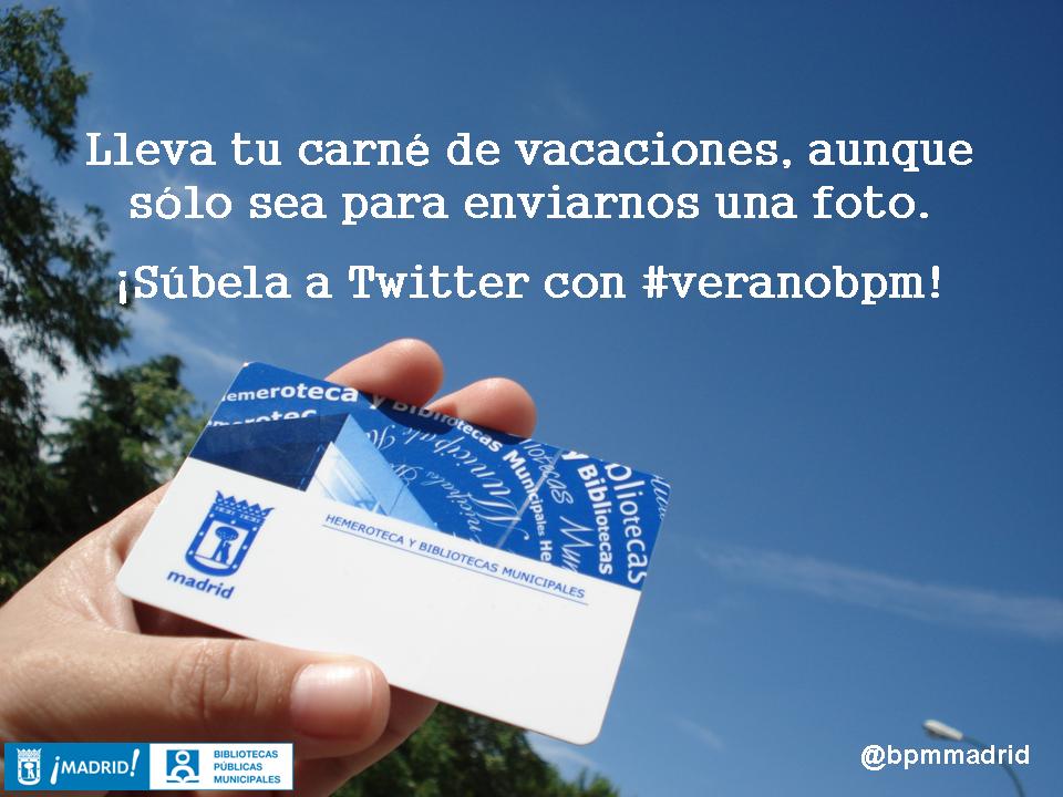 Lleva tu carné de vacaciones, aunque sólo sea para enviarnos una foto. ¡Súbela a Twitter con #veranobpm!