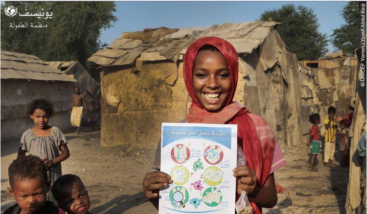"Ik was m'n handen om ze schoon te maken en ziektes te voorkomen", aldus Hiba (13) uit Jemen <a href="/Unicef_Yemen/">UNICEF Yemen</a>