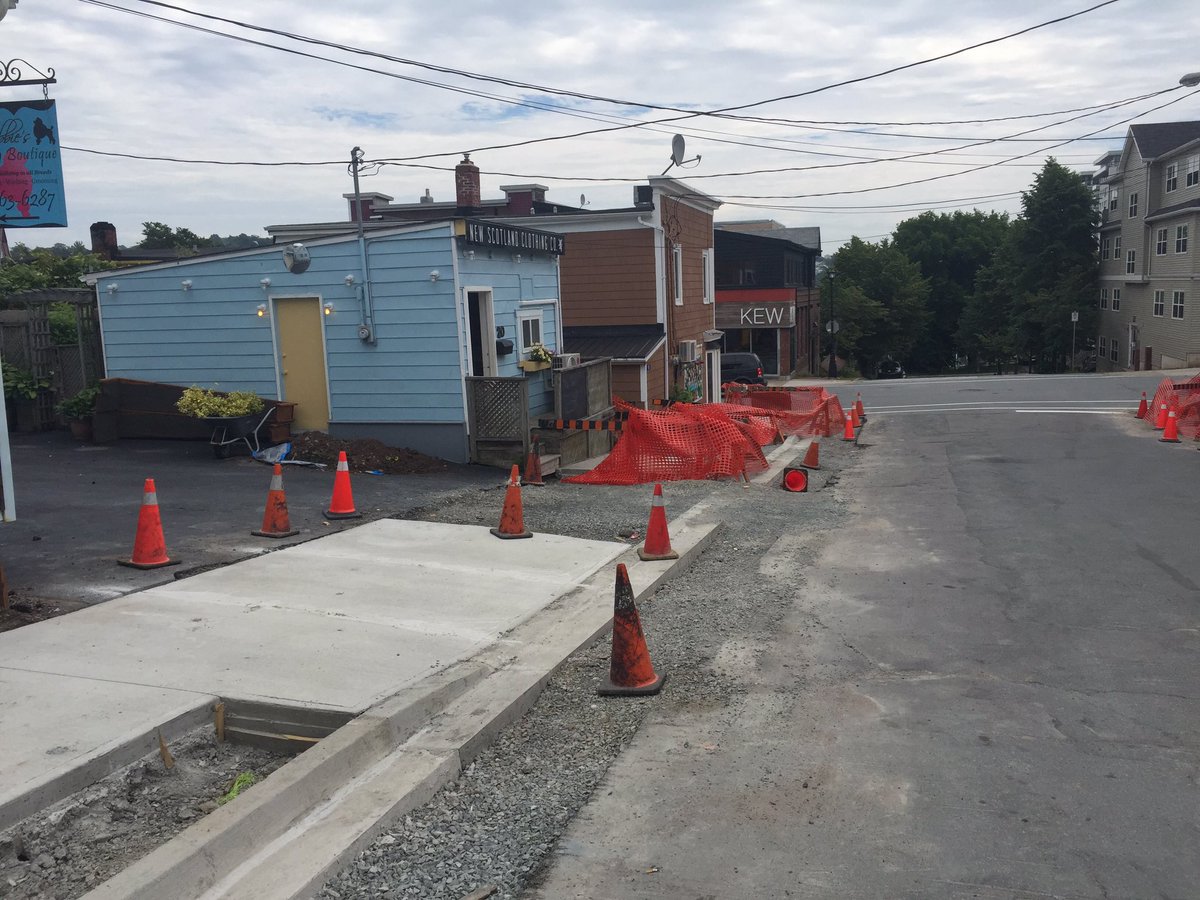 NewScotlandCo's tweet photo. Even though you have to passover gravel and maneuver around an orange fence, we are open! #WhenWillItEnd @hfxgov https://t.co/G4B3vkGD7k