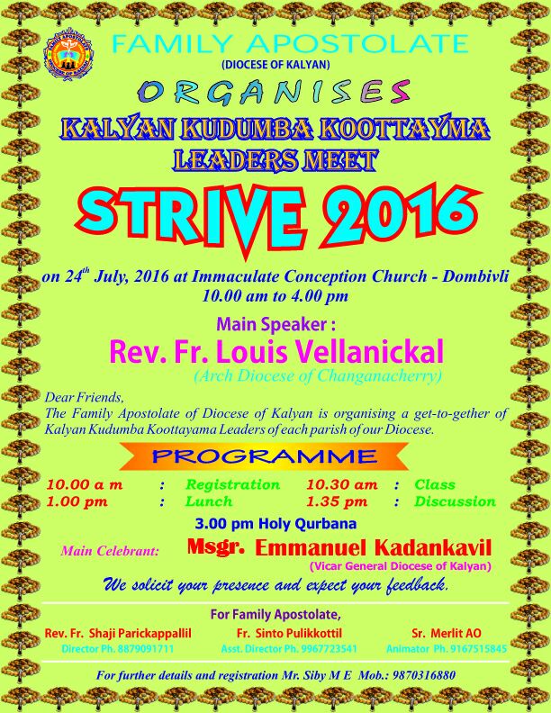 KalyanDiocese's tweet photo. #Strive2016, meeting of #Family Unit in-charges. #Faith #Life #ProLife #Catholic #DigitalKalyan #SyroMalabar #Church https://t.co/ue9wFehDXo