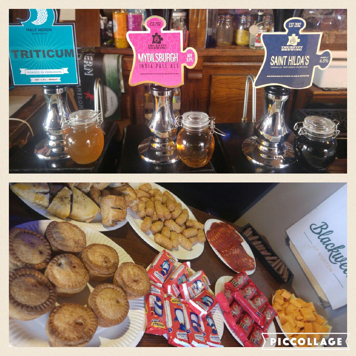 SherlocksBaker's tweet image. Super Sunday
Triticum 4.8% @HalfMoonBrewer 
Mydilburgh 5.0% @TruefittBeers 
Saint Hilda's 4.5% @TruefittBeers