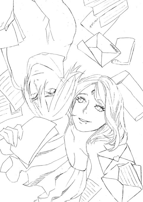 新刊【ラブレター】の表紙の線画ラフをやっとこさ描きました...
間に合えーーー! 